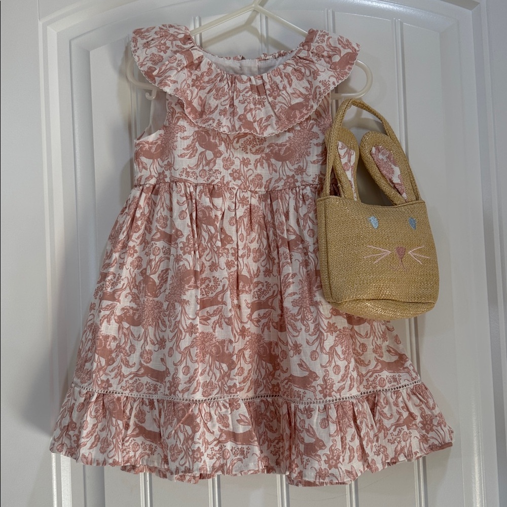 Haute Hippie Pink Floral Bunny Ruffle Dress for Girls